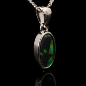 Sterling Silver Blue Green Yellow Black Opal Pendant
