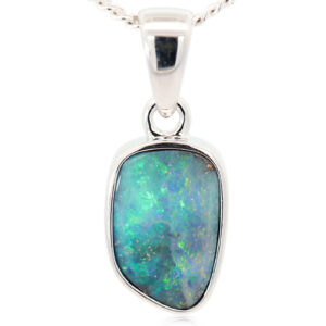Sterling Silver Blue Green Orange Pink Boulder Opal Pendant