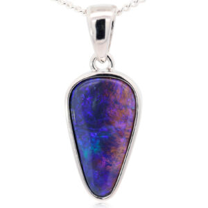 Sterling Silver Blue Green Purple Black Opal Pendant