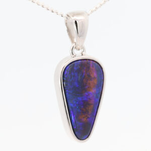 Sterling Silver Blue Green Purple Black Opal Pendant