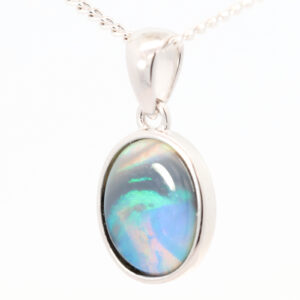 Sterling Silver Blue Green Black Opal Pendant