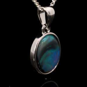 Sterling Silver Blue Green Black Opal Pendant