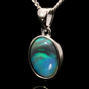 Sterling Silver Blue Green Black Opal Pendant