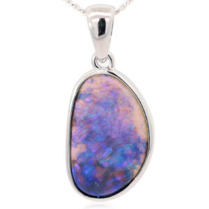 Sterling Silver Blue Green Purple Black Opal Pendant