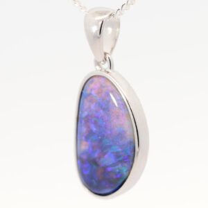 Sterling Silver Blue Green Purple Black Opal Pendant