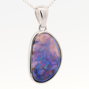 Sterling Silver Blue Green Purple Black Opal Pendant