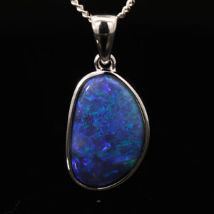 Sterling Silver Blue Green Purple Black Opal Pendant