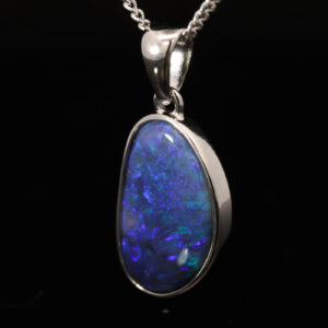 Sterling Silver Blue Green Purple Black Opal Pendant