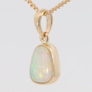 Yellow Gold Blue Green Yellow Orange Crystal Opal Pendant