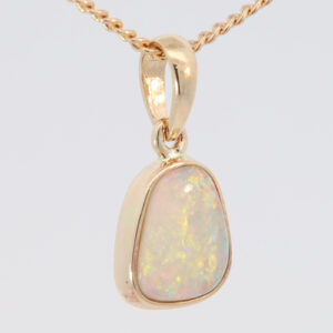 Yellow Gold Blue Green Yellow Orange Crystal Opal Pendant