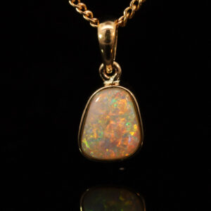 Yellow Gold Blue Green Yellow Orange Crystal Opal Pendant