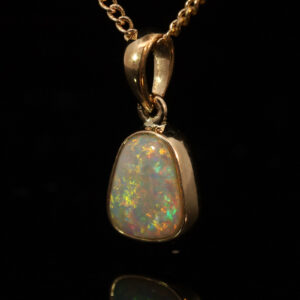 Yellow Gold Blue Green Yellow Orange Crystal Opal Pendant