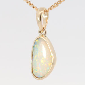Yellow Gold Blue Green Yellow Orange Crystal Opal Pendant
