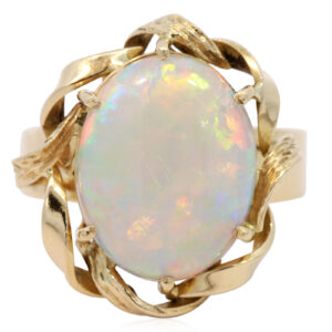 Yellow Gold Blue Green Yellow Orange Purple Crystal Opal Ring
