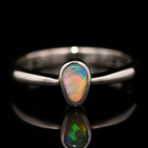 Sterling Silver Blue Green Yellow Orange Crystal Opal Ring