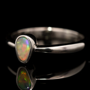 Sterling Silver Blue Green Yellow Orange Crystal Opal Ring