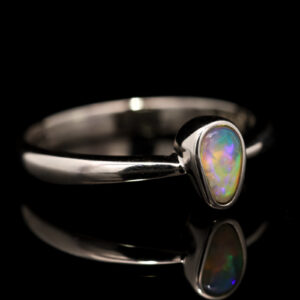 Sterling Silver Blue Green Yellow Orange Crystal Opal Ring