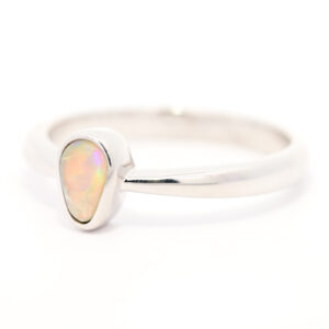 Sterling Silver Blue Green Yellow Orange Crystal Opal Ring