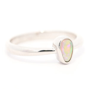Sterling Silver Blue Green Yellow Orange Crystal Opal Ring
