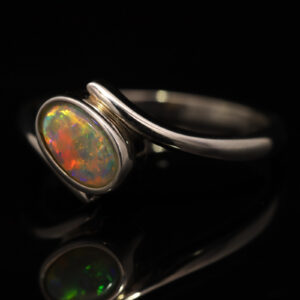 Sterling Silver Blue Green Yellow Orange Red Crystal Opal Ring