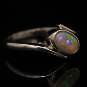 Sterling Silver Blue Green Yellow Orange Red Crystal Opal Ring
