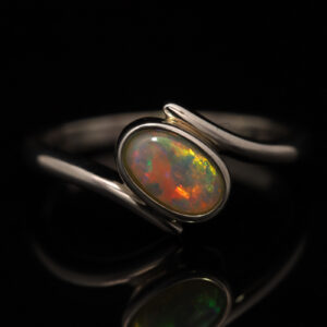 Sterling Silver Blue Green Yellow Orange Red Crystal Opal Ring
