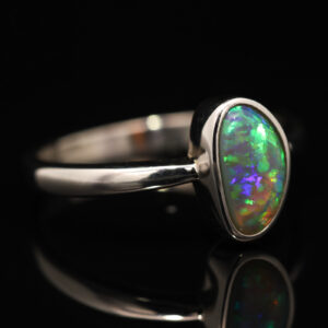 Sterling Silver Blue Green Purple Crystal Opal Ring