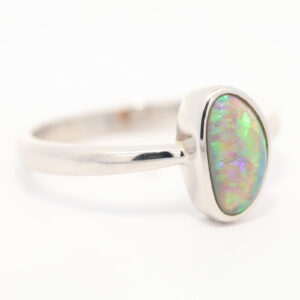 Sterling Silver Blue Green Purple Crystal Opal Ring