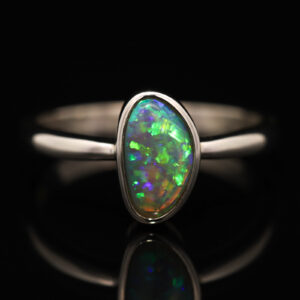 Sterling Silver Blue Green Purple Crystal Opal Ring