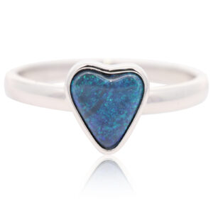 Sterling Silver Blue Green Black Opal Ring