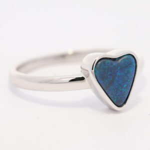 Sterling Silver Blue Green Black Opal Ring