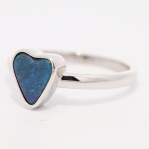 Sterling Silver Blue Green Black Opal Ring