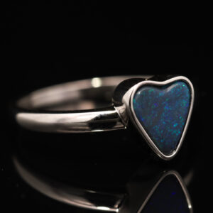 Sterling Silver Blue Green Black Opal Ring