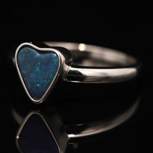 Sterling Silver Blue Green Black Opal Ring