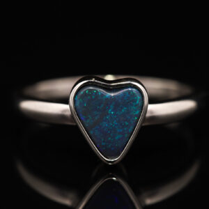 Sterling Silver Blue Green Black Opal Ring