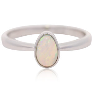 Sterling Silver Blue Green Yellow Orange Crystal Opal Ring