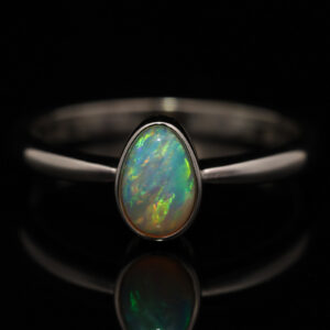 Sterling Silver Blue Green Yellow Orange Crystal Opal Ring