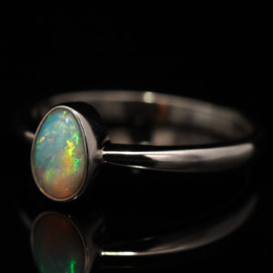 Sterling Silver Blue Green Yellow Orange Crystal Opal Ring