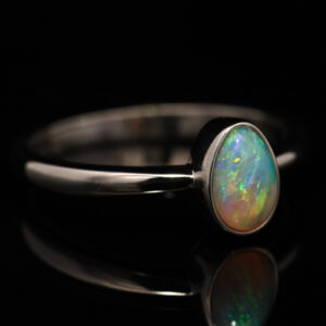 Sterling Silver Blue Green Yellow Orange Crystal Opal Ring