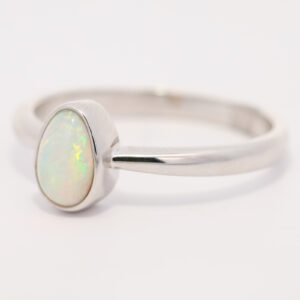 Sterling Silver Blue Green Yellow Orange Crystal Opal Ring