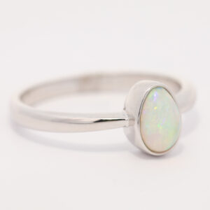 Sterling Silver Blue Green Yellow Orange Crystal Opal Ring