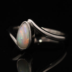 Sterling Silver Blue Green Yellow Orange White Opal Ring