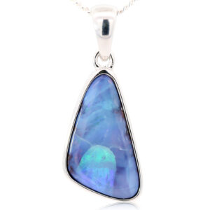 Sterling Silver Blue Green Purple Boulder Opal Pendant