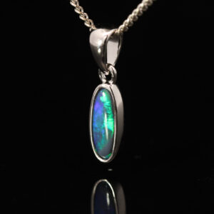 Sterling Silver Blue Green Black Opal Pendant