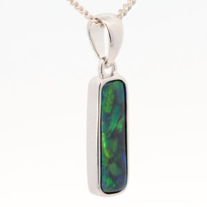 Sterling Silver Blue Green Black Opal Pendant