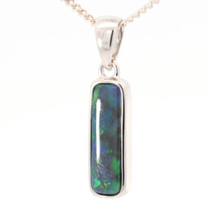 Sterling Silver Blue Green Black Opal Pendant
