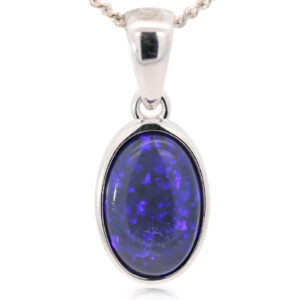 Sterling Silver Blue Purple Black Opal Pendant