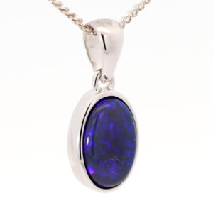 Sterling Silver Blue Purple Black Opal Pendant