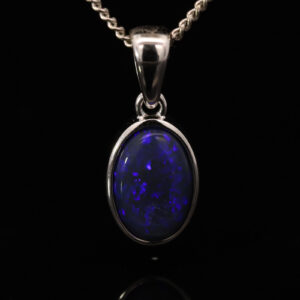 Sterling Silver Blue Purple Black Opal Pendant