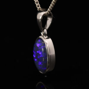 Sterling Silver Blue Purple Black Opal Pendant